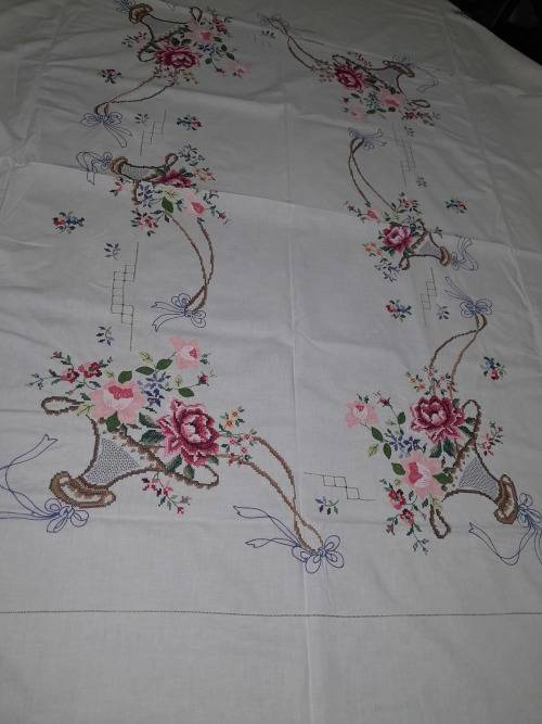 BIG BEAUTIFUL HAND EMBROIDERED TABLECLOTH (2 available)
