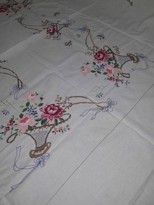 BIG BEAUTIFUL HAND EMBROIDERED TABLECLOTH (2 available)