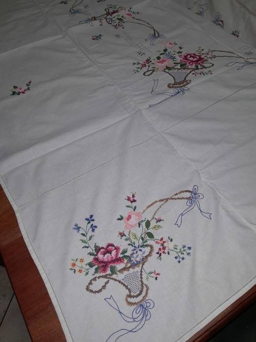 BIG BEAUTIFUL HAND EMBROIDERED TABLECLOTH (2 available)