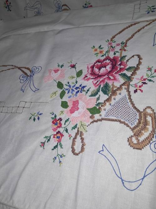 BIG BEAUTIFUL HAND EMBROIDERED TABLECLOTH (2 available)