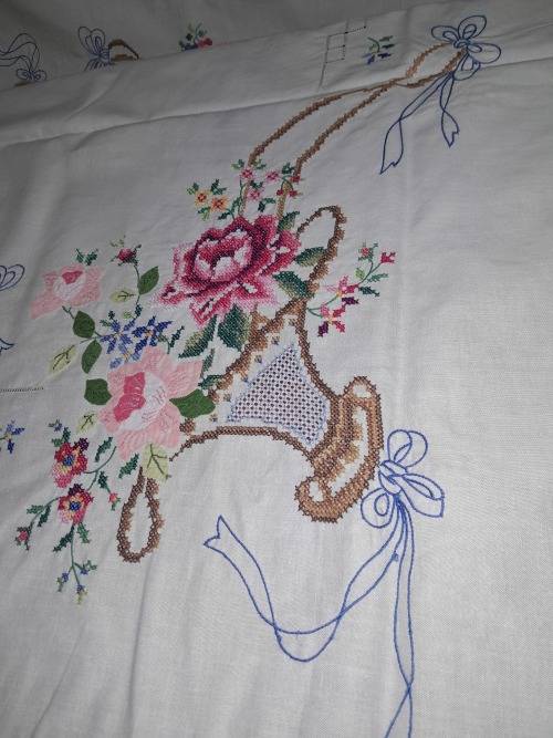 BIG BEAUTIFUL HAND EMBROIDERED TABLECLOTH (2 available)