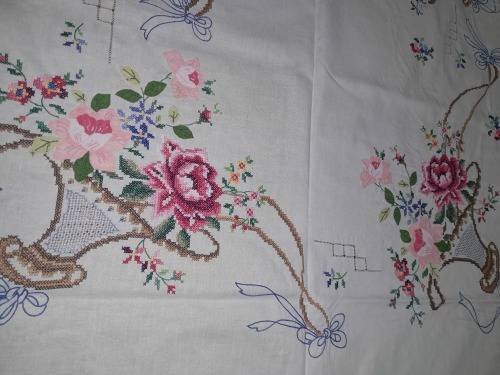 BIG BEAUTIFUL HAND EMBROIDERED TABLECLOTH (2 available)