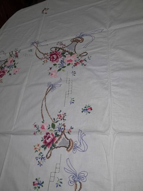 BIG BEAUTIFUL HAND EMBROIDERED TABLECLOTH (2 available)