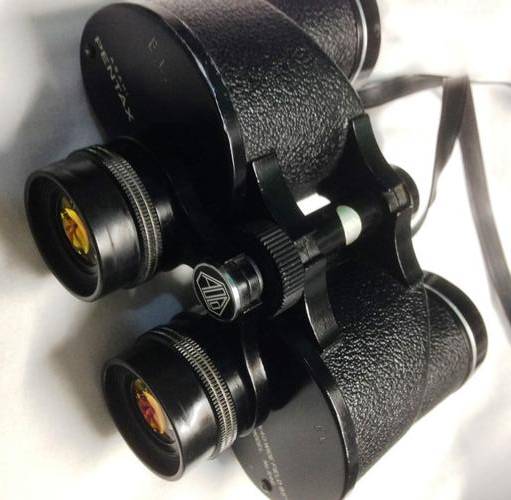 Asahi Pentax 8x40 9.5 binoculars, they are one of the sharpest binoculars I've ever used.