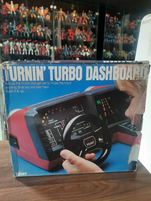 1983 Complete TOMY TURNIN TURBO DASHBOARD WITH BOX Vintage Figures