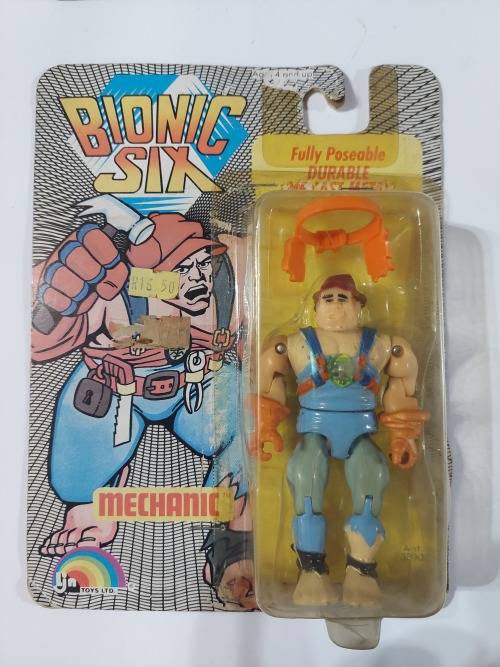 Bionic Six 1986 Complete ON CARD MECHANIC Vintage Figure