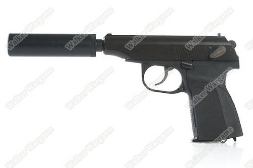 WE Makarov Pistol With Silencer Green Gas Blow Back GBB Pistol (Limited, Brown Grip)