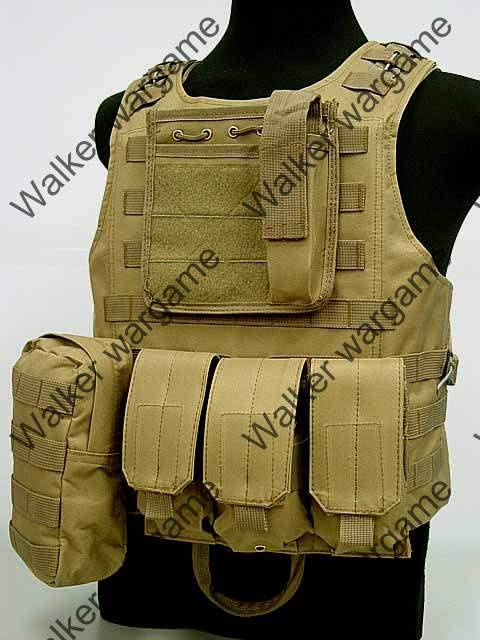 FSBE Molle Combat Assault Plate Carrier Vest - Desert Tan (Can fit SAPS Bullet Proof)