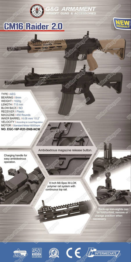 G&G CM16 Raider 2.0 Combat Machine Airsoft Rifle With MLOK System - Tan