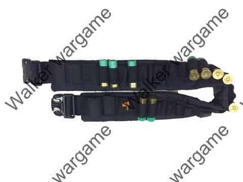 Tactical Shotgun Shell Belt, Short Gun CORDURA Ammo Belt - SWAT Black