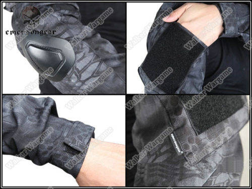 Night OPS Black TYP Typhon Camo Combat Set Shirt & Pants Bulid in Elbow & Knee Pads - Size XL