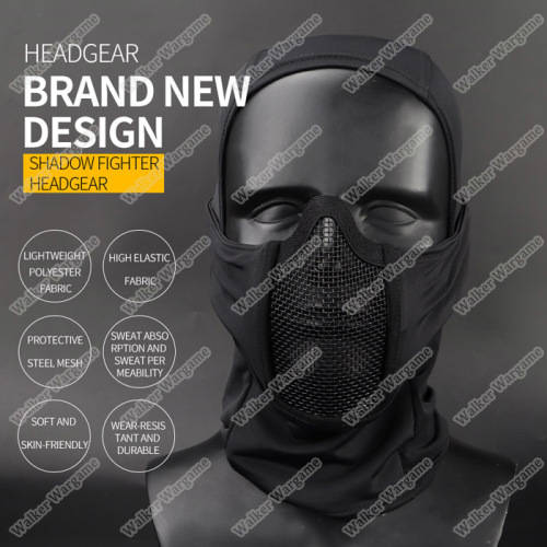 Shadow Fighter Balaclavas Headgear With Mesh Mouth Protector - Black