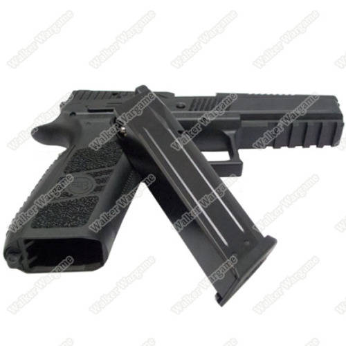 KJ Works CZ75 P09 Duty Airsoft Green Gas Blow Back Pistol - Black