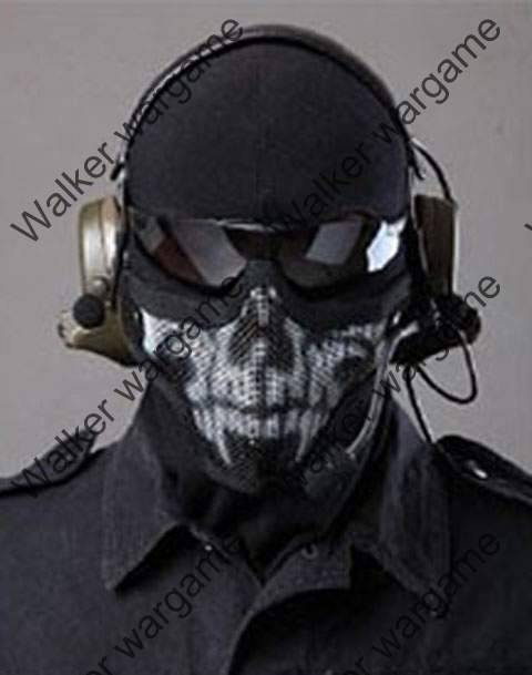 Stalker Type Half Face Metal Mesh Protector Face Mask - Skull Black (No fog up)