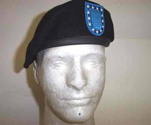 US ARMY BERET SHAVED,SHAPED LEATHER BAND ---  Black