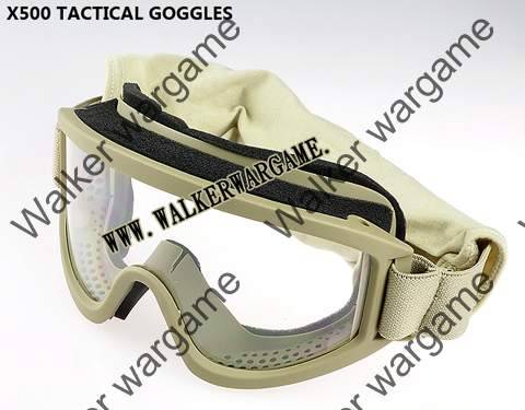 Brand New Tactical Wind Dust X500 Goggle Clear Glasses For SWAT - Tan