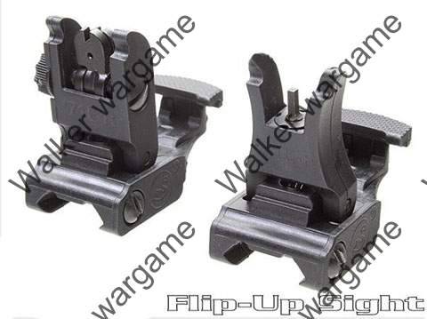 APS Full Metal Folding Battle Front And Rear Sight Set - Black (fit all 20mm RIS)