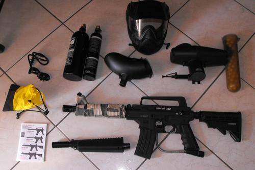 Bravo One Panitball Gun + Bottle + Mask + Containers --  Full Set Paintball Player