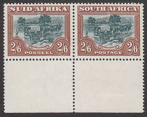 SA 1947-54 SCREENED PICTORIALS 2/6d SACC 120 VERY FINE MINT MARGINAL PAIR. STAMP MNH