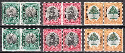 SWA 1926 ENGLISH ON ENGLISH PLUS ENGLISH ON AFRIKAANS SETS VERY FINE LMM. SACC64-66,67-69 C/V R415