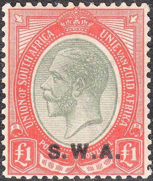 SOUTH WEST AFRICA 1927 SWA OVERPRINT ONE POUND FINE MNH SACC 92 C/V R3200 SEE DESCRIPTION