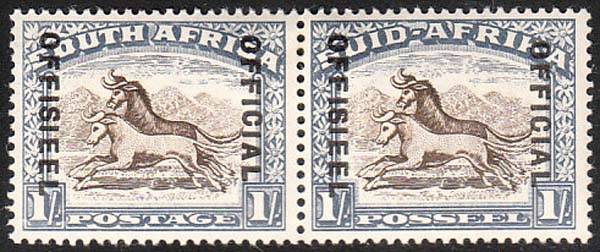 UNION 1935 HYPHENATED OFFICIALS 1s PAIR FINE LMM SACC 31 R1300 FOR MNH