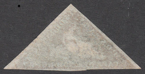 CAPE OF GOOD HOPE 1855 TRIANGULARS 4d DEEP BLUE SHADE USED WITH NEARLY FULL MARINS. SACC 6 CAT R1300