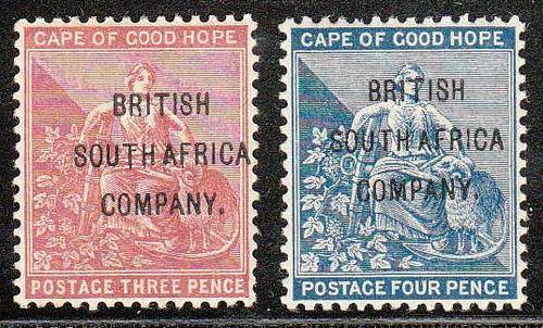 RHODESIA 1896 MATABELE REBELION 3d & 4d FINE LMM. CAT R700