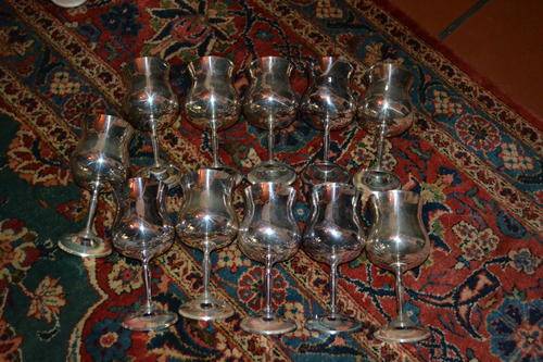 11 SILVER PLATED WINE GOBLETS