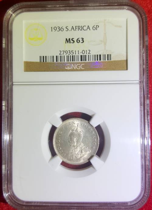 1936 Six Pence 6D MS63RB