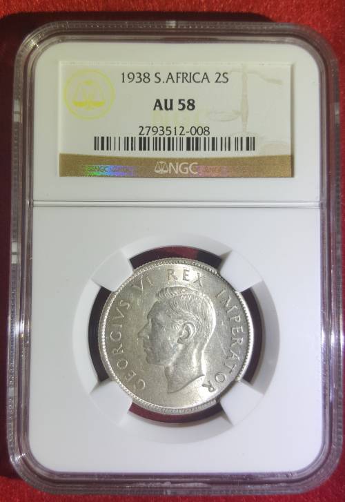 1938 Two Shilling ( Florin) AU 58