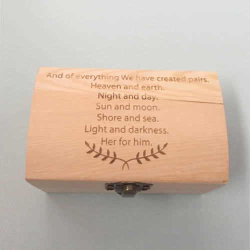 Ring holder engraved wooden box