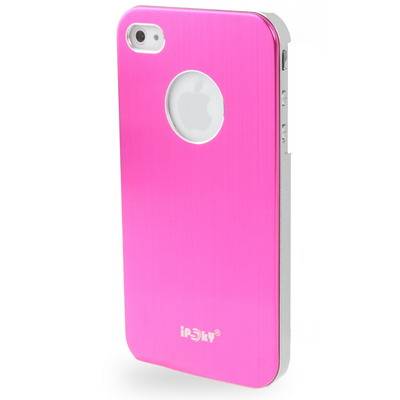 iPhone 5 & 5s Pink Brushed Aluminum Chrome Hard Plastic Protective Case