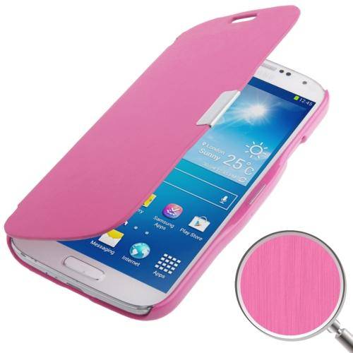 Samsung S4 Pink Brushed Texture Magnetic Flip Cover