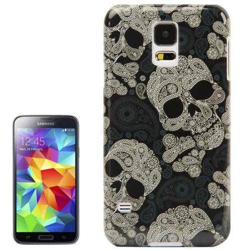Samsung S5 Black Sugar Skulls patterned cover