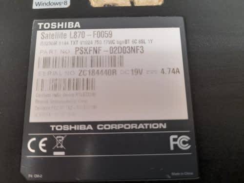 I5 TOSHIBA SATELITE L870 Please read description
