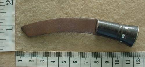 Gurkha kukri or khukuri knife, one of two small knives that go in back of the scabbard, bone handle
