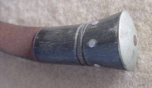 Gurkha kukri or khukuri knife, one of two small knives that go in back of the scabbard, bone handle