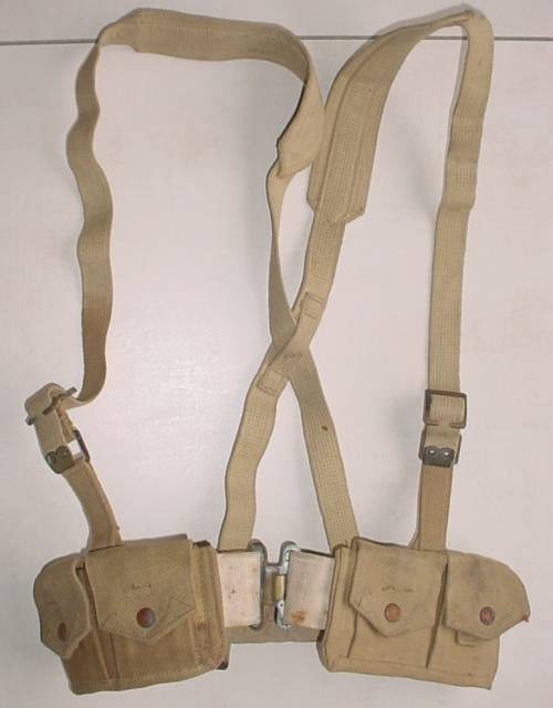 SA UDF issued WW2 Pattern 37 webbing belt, cross straps and ammo pouches, made in Canada, dated 1940