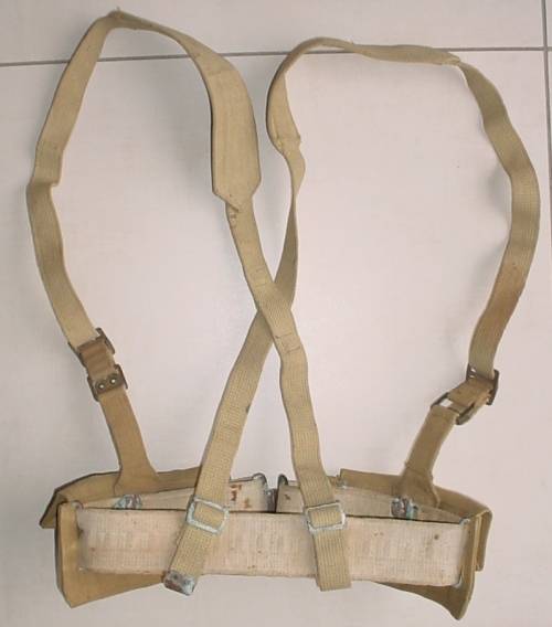 SA UDF issued WW2 Pattern 37 webbing belt, cross straps and ammo pouches, made in Canada, dated 1940