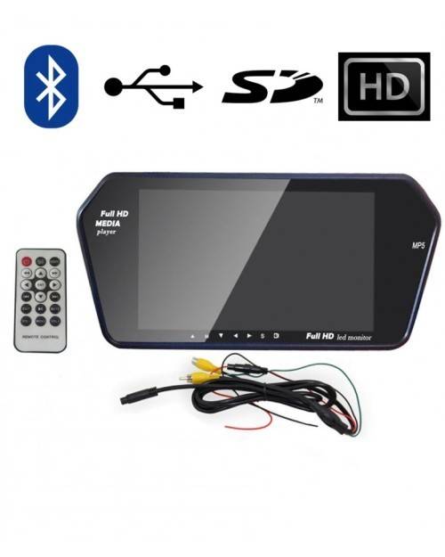 Bluetooth 7" LED Rearview Monitor and Media Player