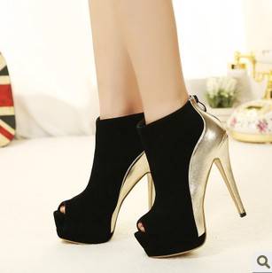Ladies Black and Gold Booties