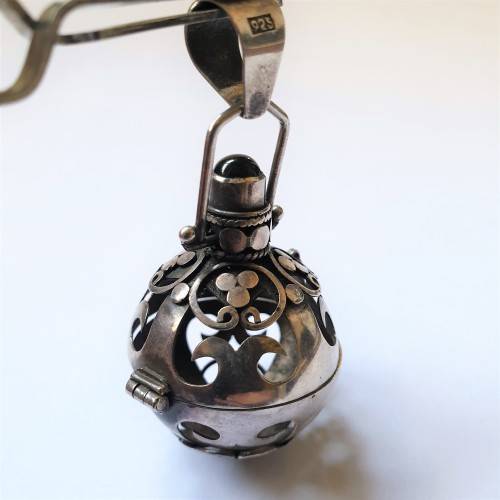 Sterling Silver Mexican Cage Pendant for Chime Ball