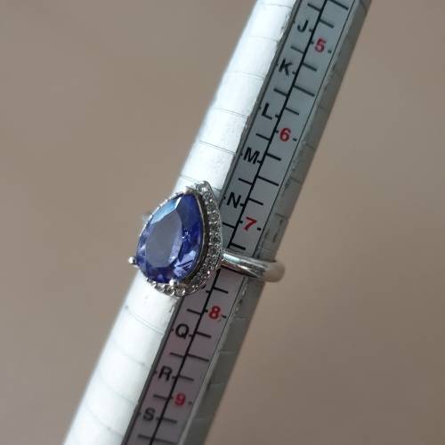 Exquisite Blue Pear Shaped Gemstone 925 Sterling Silver Ring