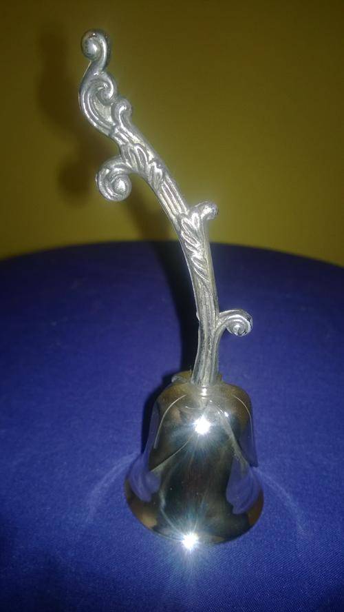 STUNNIN UNUSUAL SILVER PLATED DINNER BELL PERFECT CONDITION