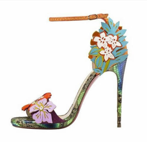 Fashionable Colorful Flower Serpentine High Heel Sandal - FREE SHIPPING