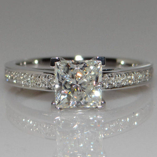 Princess Cut 1ct Engagement CZ 925 Silver Women Wedding Band Ring Sz 5#