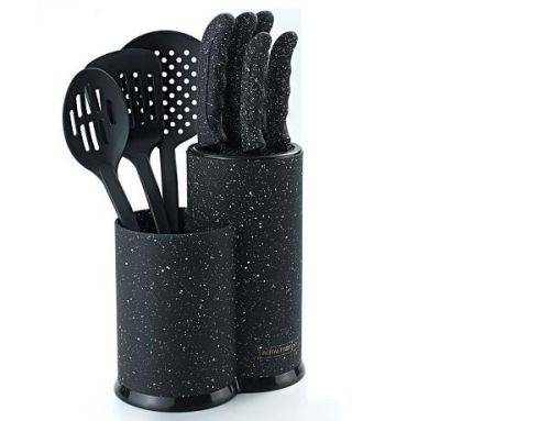 Royalty Line 9-Piece Marble Coating Knife Set With Stand