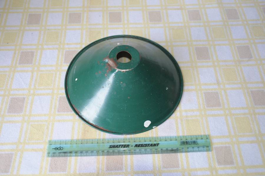Dark green Enamel Lampshade 26cm diameter bottom rim