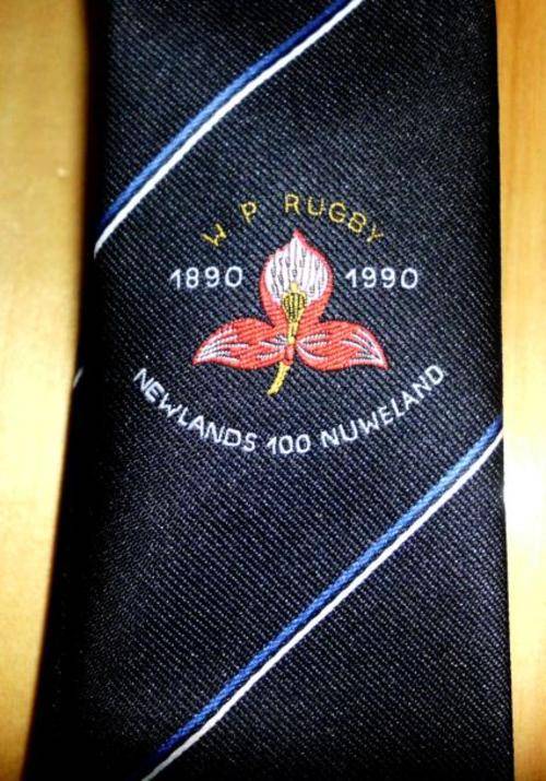 OLD WP / WESTERN PROVINCE RUGBY TIE / OU WP RUGBY DAS - 1890 - 1990 - 100 YEARS